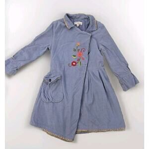 Catimini Atelier Vintage Dress Size 5T Powder Blue Floral‎ embroidery